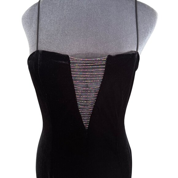 Betsy & Adam Black Sleeveless Evening Gown With Mesh Detail Size 6 - Picture 2 of 5